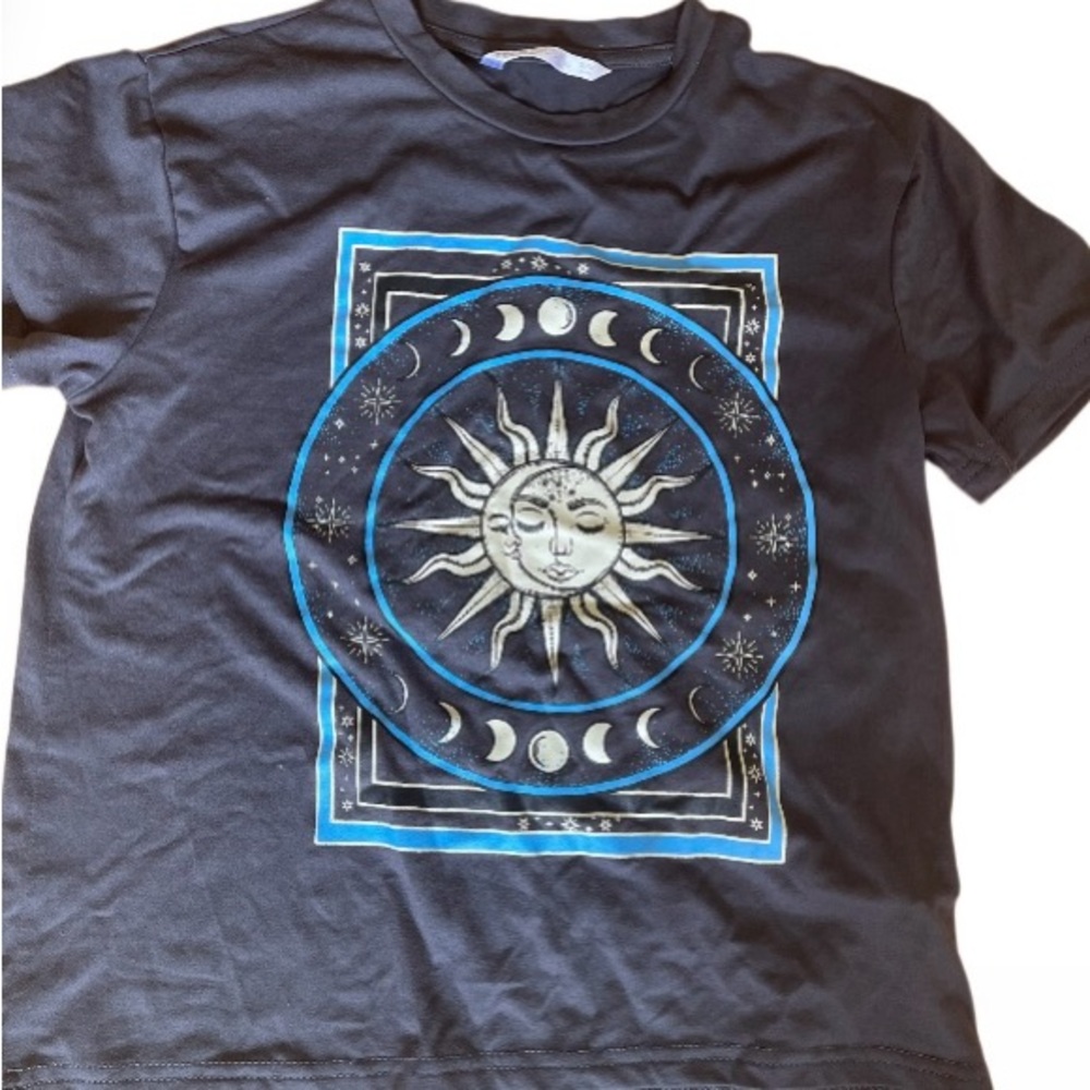 Sun and Moon Graphic Kids T-Shirt - Black